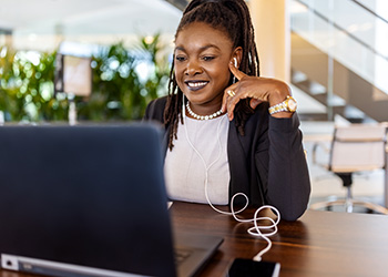 Professional business woman on computer