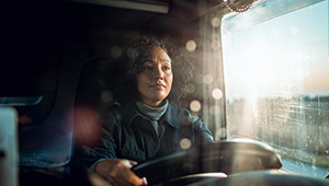 Woman driving truck