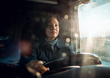 Woman driving truck