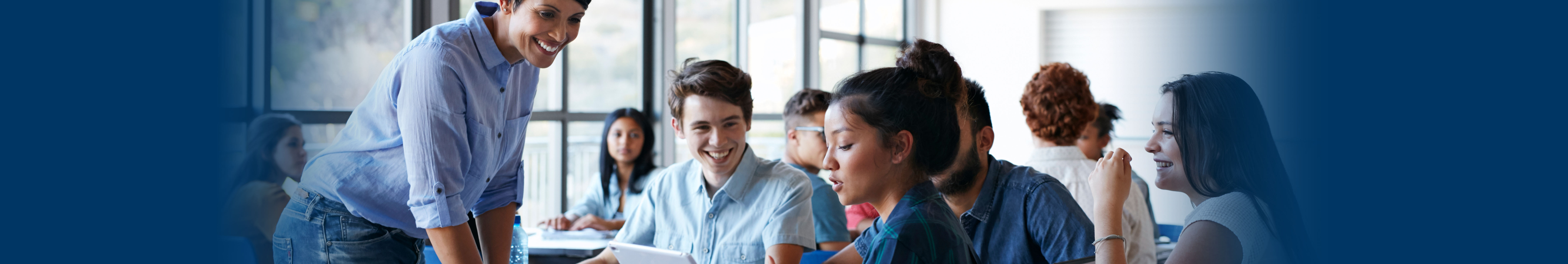 Students interacting in classroom