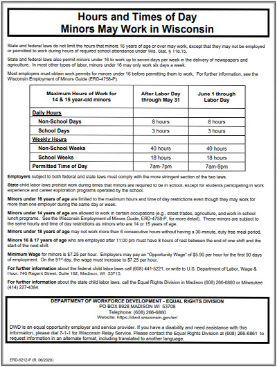 Hours and Time of Work for Minors Poster