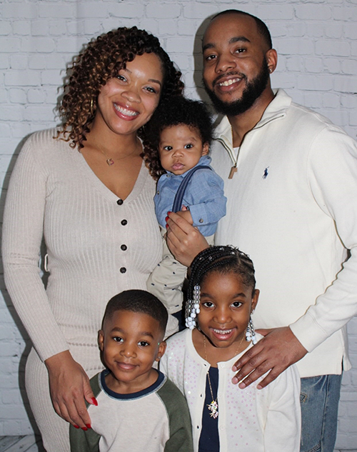 Courtney, with Caleb (youngest child), Micah (son), Makenli (daughter), and Chelvast (husband)