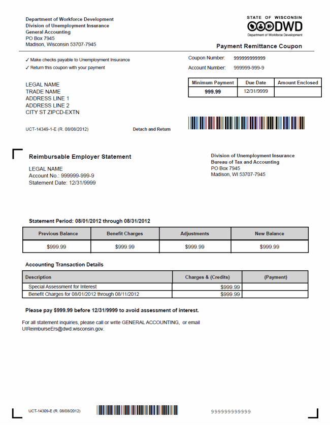 Sample Form UCT-14309-E, Page 1