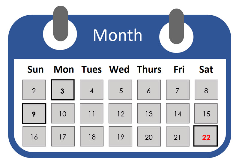 Calendar showing when to file weekly claim certification