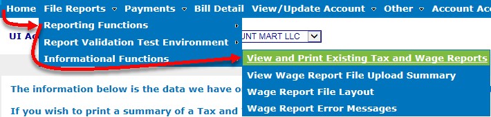View and Print Existing Tax and Wage Reports