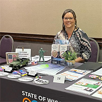 LVER Erin Rice conducting outreach at the La Crosse Area SHRM Non-Profit Vendor Event