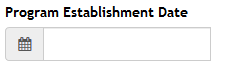 Screenshot of Program Estabishment Date Field from the application